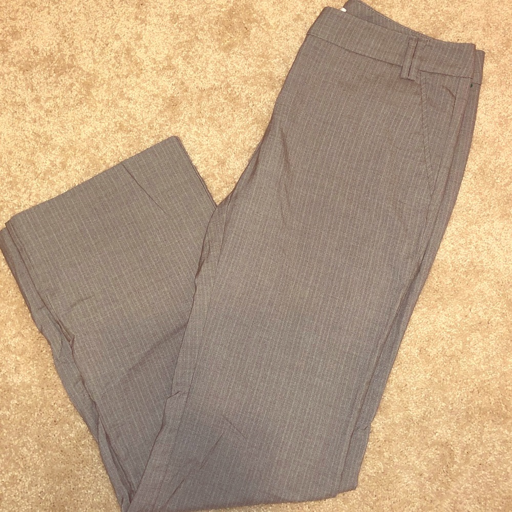 New York & Co Light Gray Pinstriped Work Pants